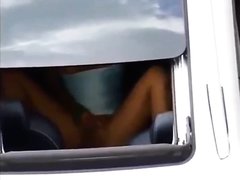 Sexy girl caught masturbating in car