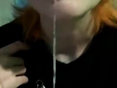 girl plays with snot