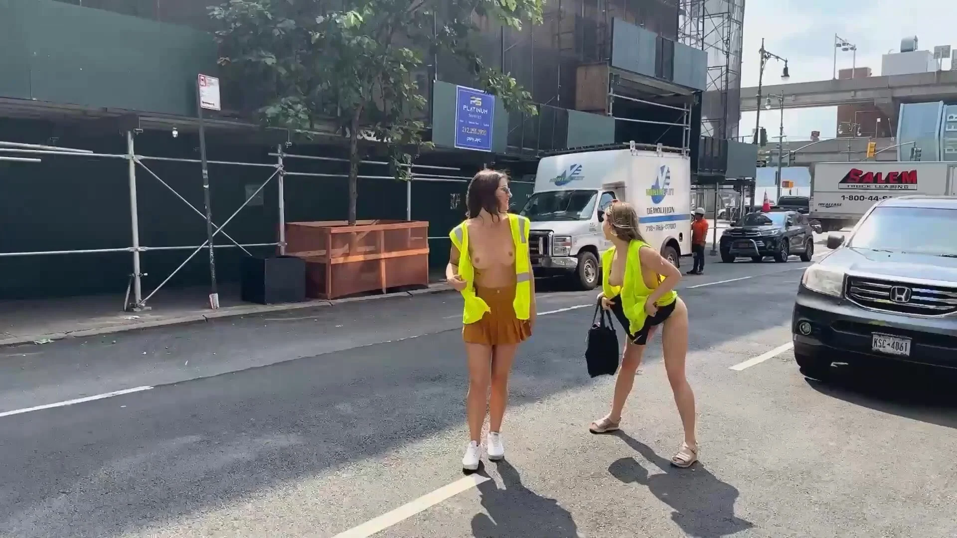 Two Construction Girls Naked In Public