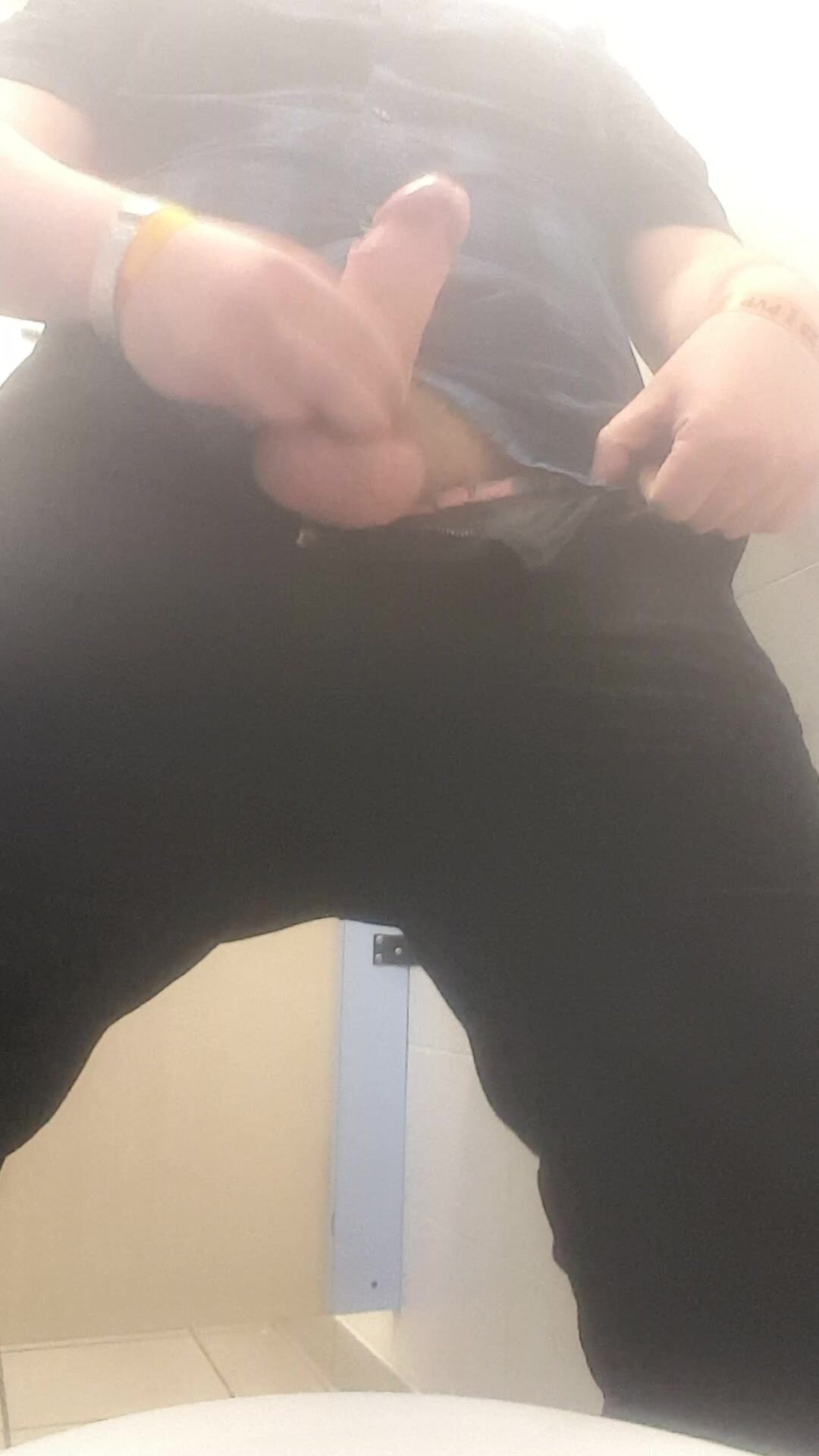 Cum a big load in a public toilet