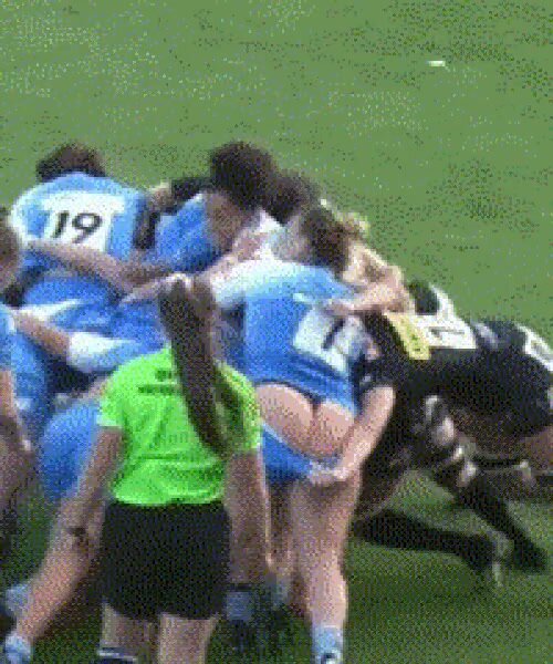 Female rugby players shorts pulled down in game ENF