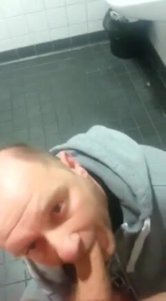 daddy eating cum at public restroom