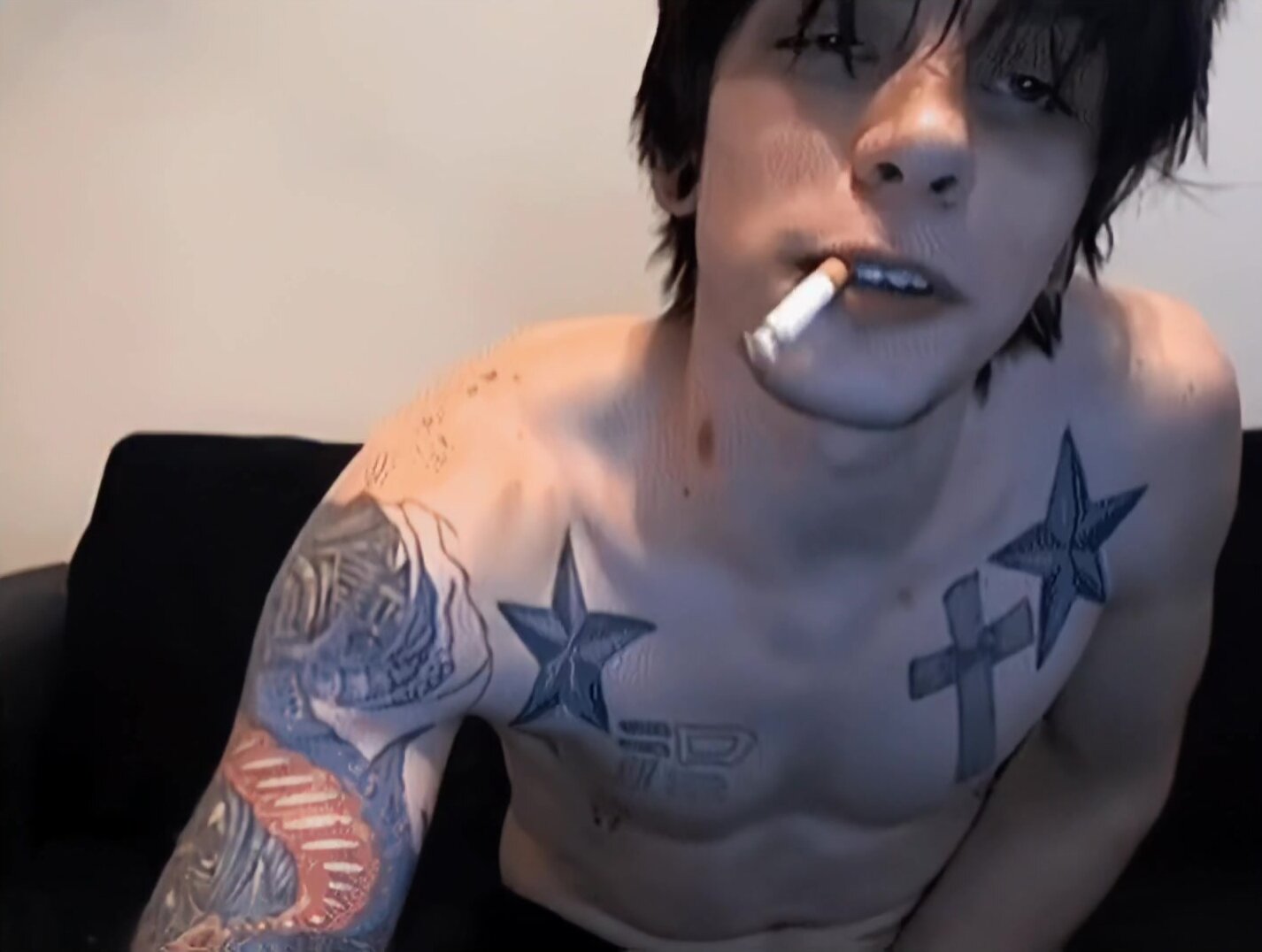 GIF Loop of Hot Tattooed Guy Smoking