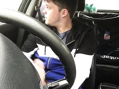Young chav cums behind the wheel