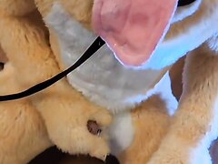 Fursuit gets peed on and cums