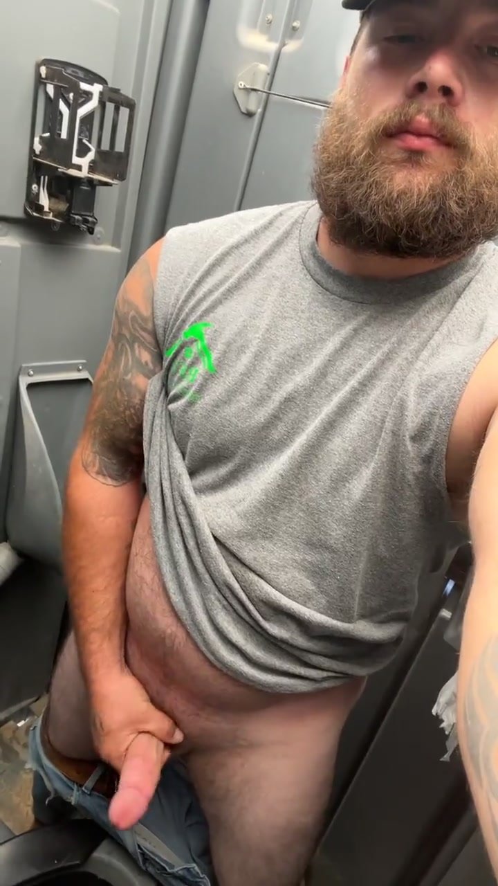 Str8 bearded country alpha shows off his hard dick