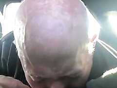 bald grandpa gives bj in car