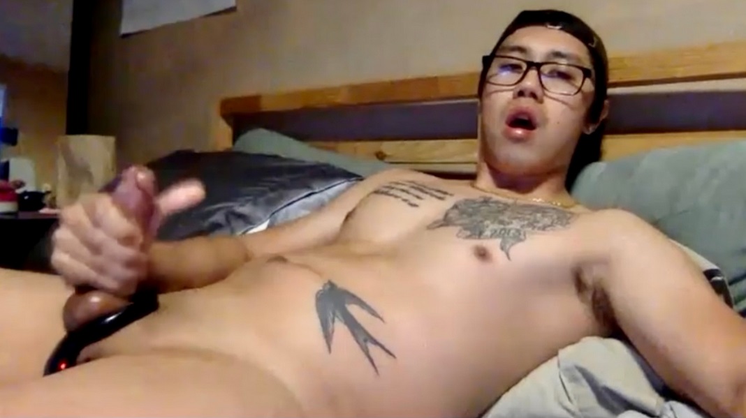 Glasses Asian Cums In Bed