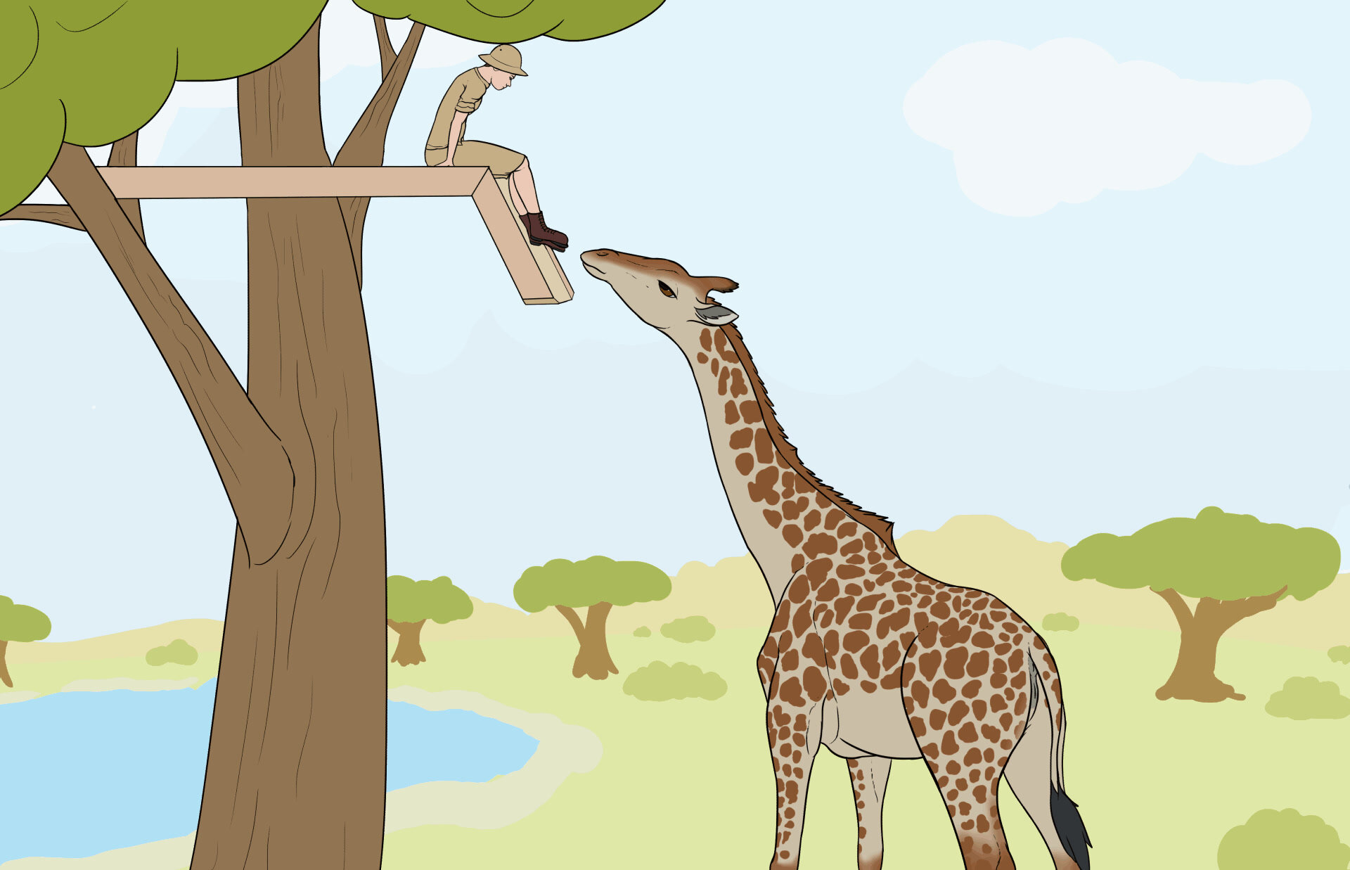 Giraffe having lunch