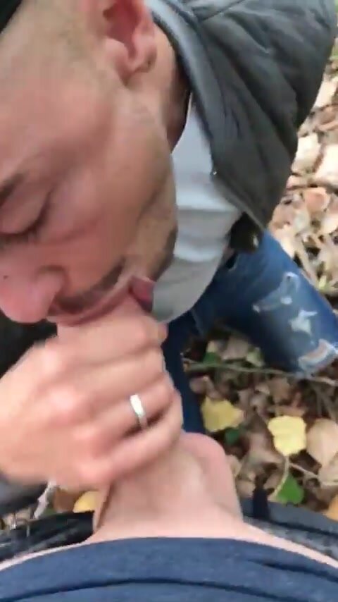 Turkish slut sucks big cock outside