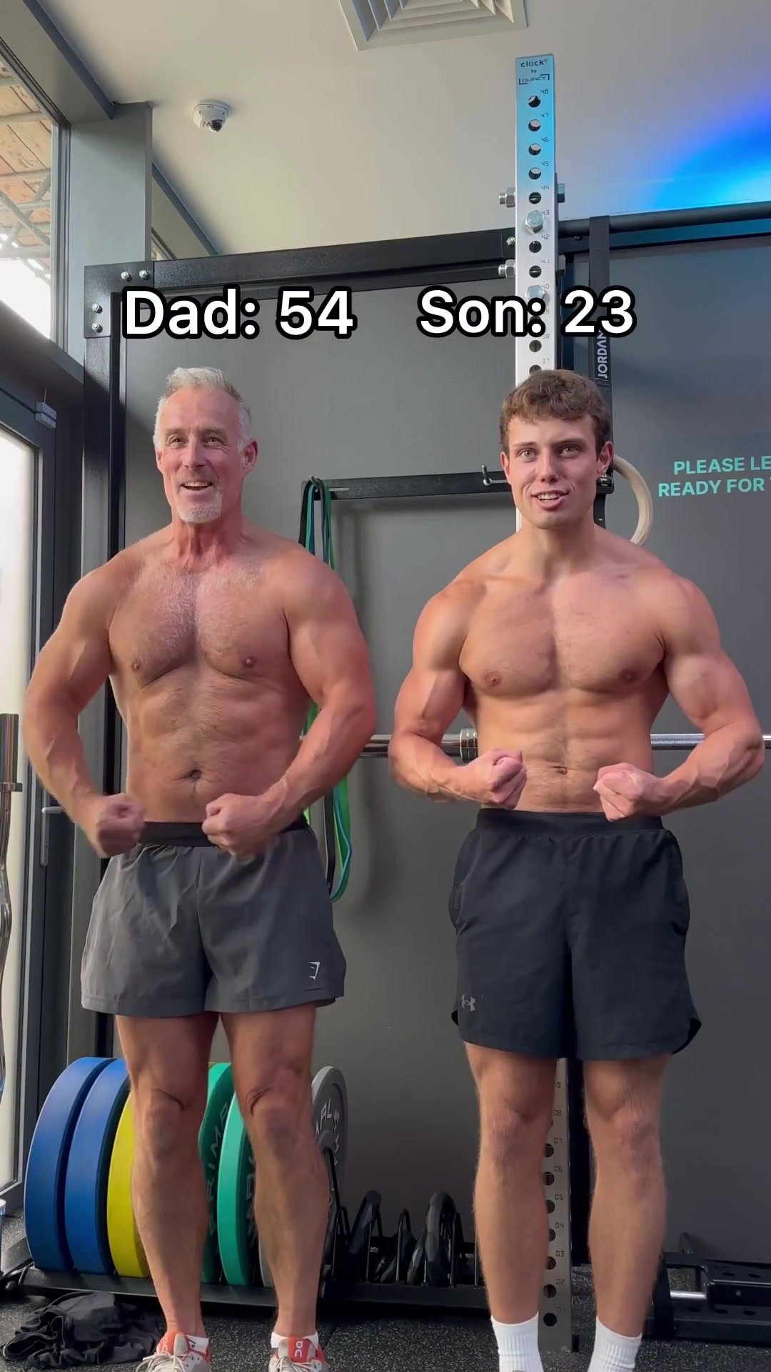 (no nudity) Real Dad and Son Flex