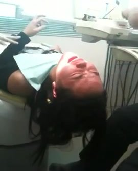 Girl crying in dentist