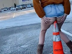 L1ly fucks a traffic cone in Woodmans parking lot