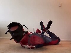 JHardcastle82 : Hogtied in Spider-Man suit with Muzzle