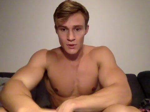 teen college prettyboy muscle flexing webcam
