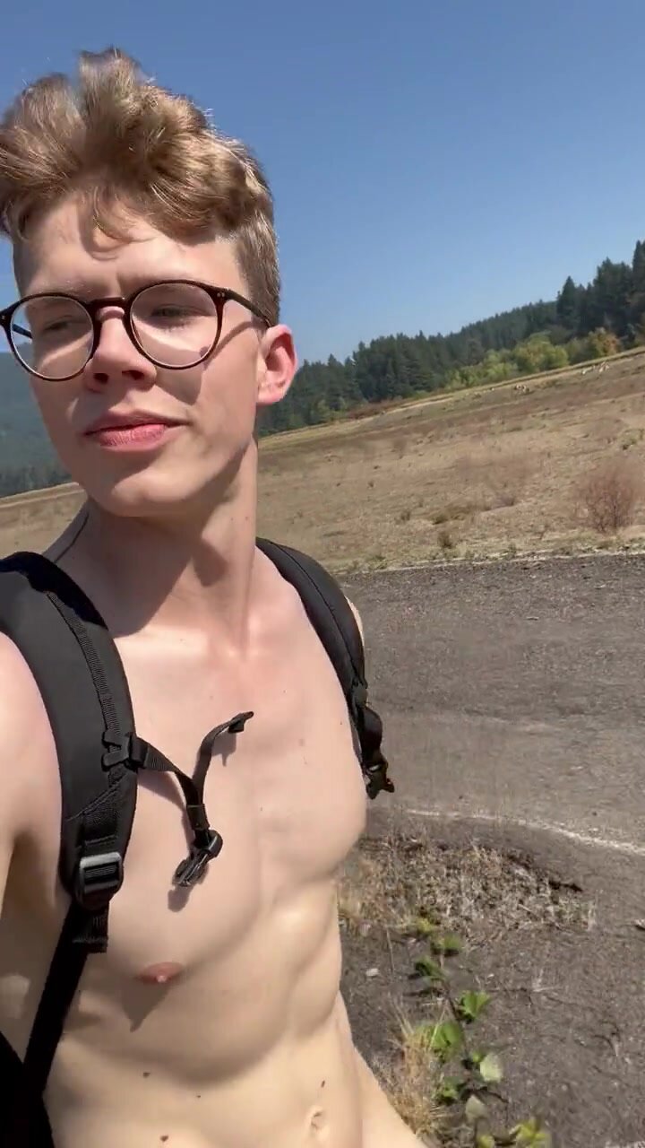 Twink gets hard when hiking