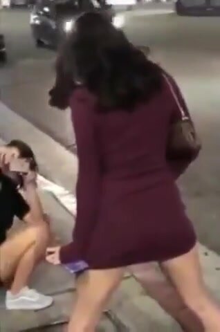 Two Drunk Girls Pissing on Sidewalk