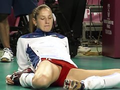 Stretching by a gorgeous Russian volleyball player