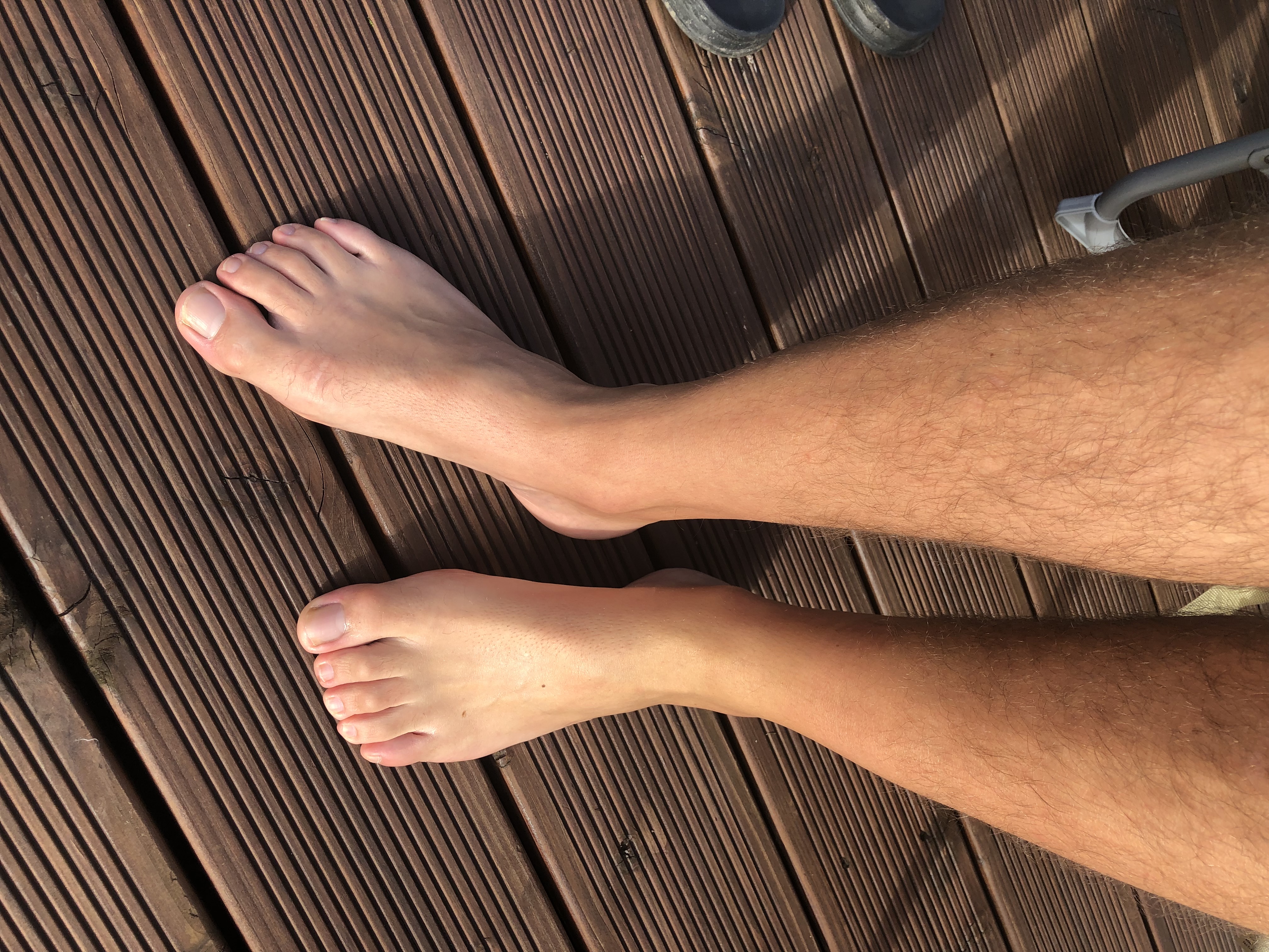 Cumming on my feet in the garden