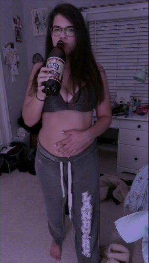 Girl soda bloat and burp