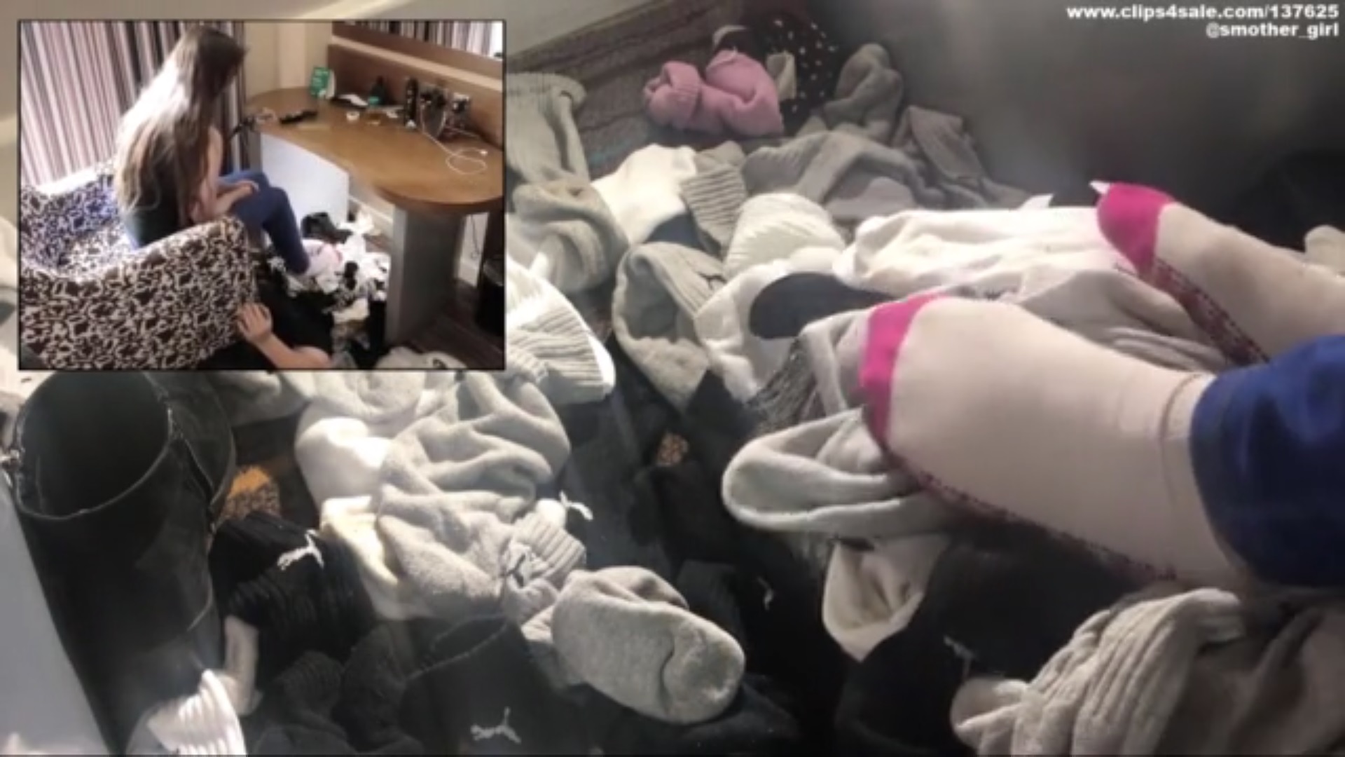 BBW Daughter punishes Slave with Dirty Socks