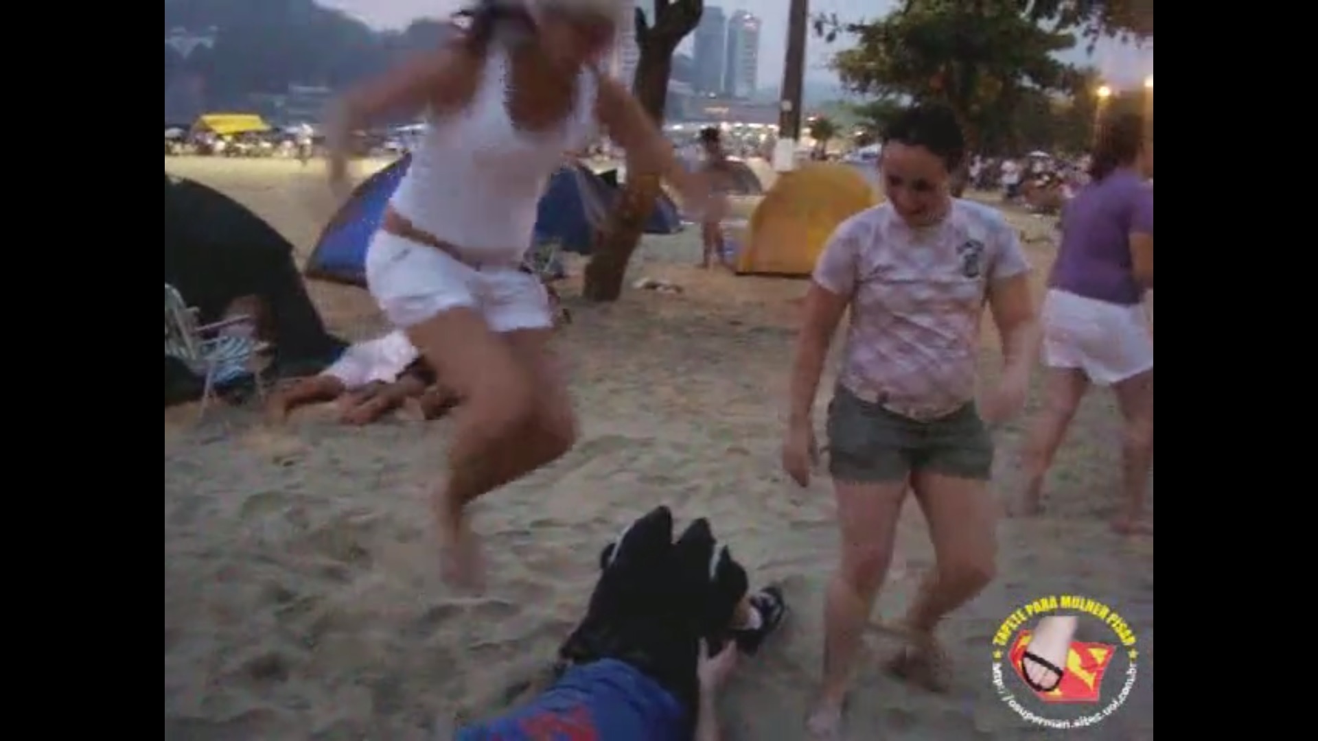 Girls Humilate a Slave After Beach Party In Public