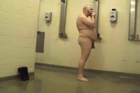 Cub Getting Clean in the gym shower