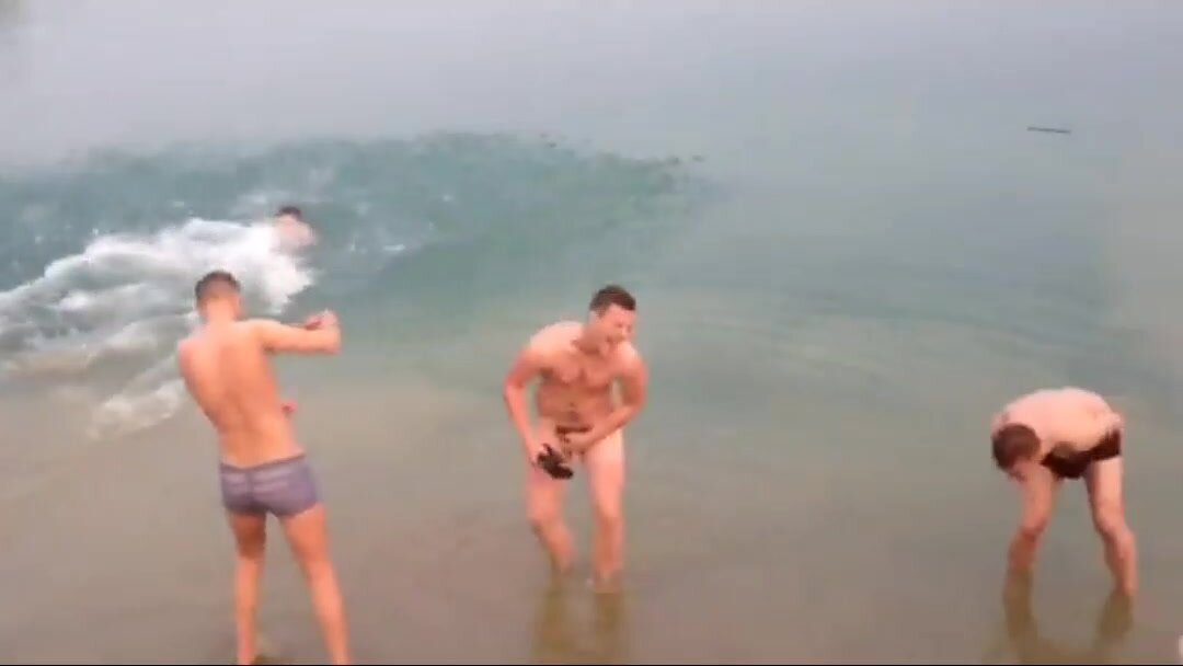 Lads skinny dipping