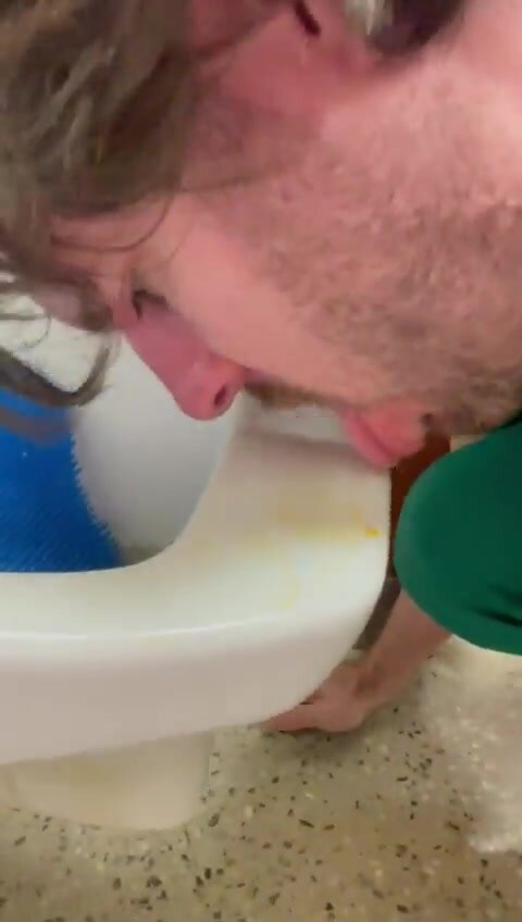 Hot doctor licks a dirty urinal