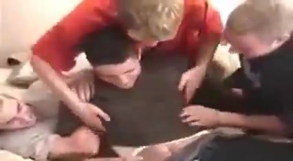 Guy gang tickled by buddies