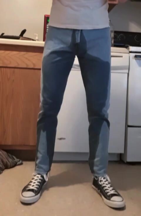 Little pissy pants soaks his jeans