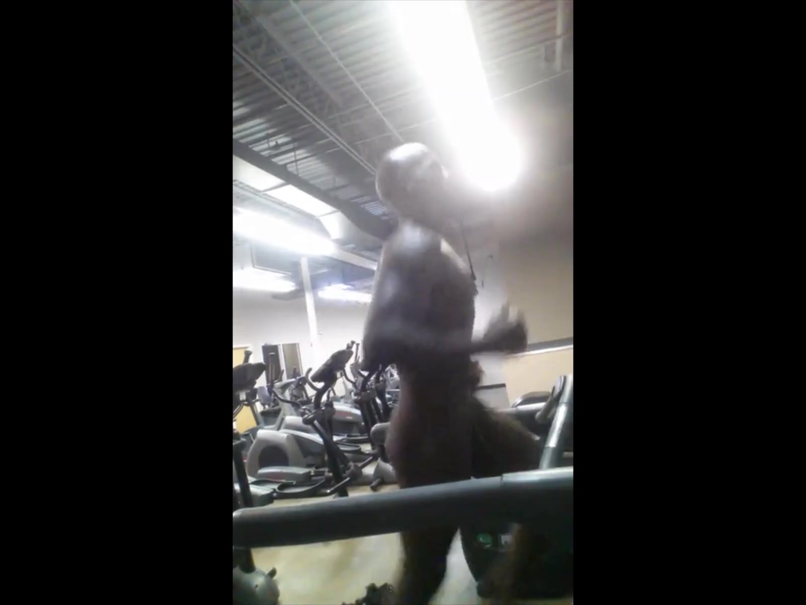 Black Stud Naked in the Gym (Flopping Cock)