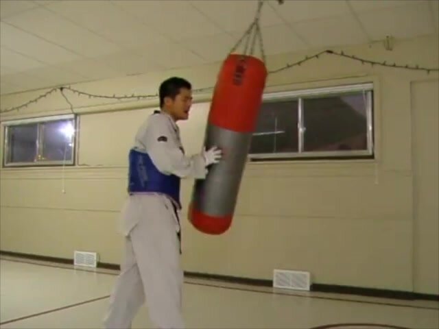 taekwondo guy bag kick