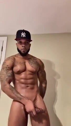 Tatted and shredded muscle thug stroking BBC