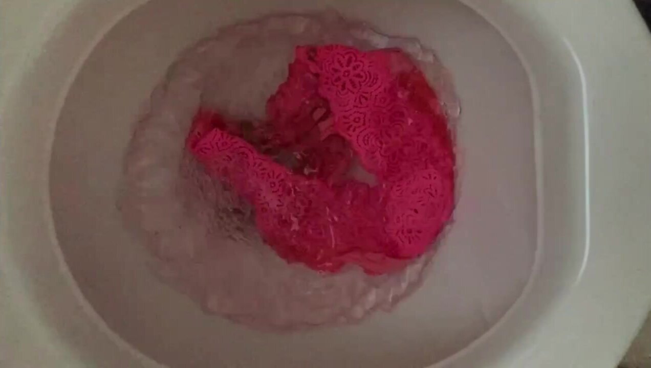 Poopy pink panty flush