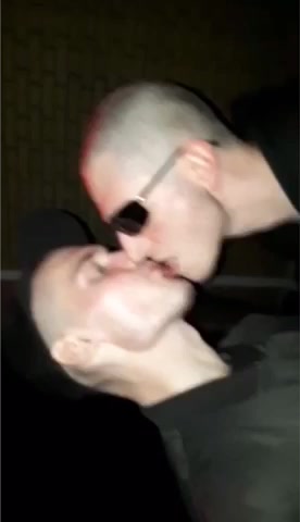 Chav boys spit kissing
