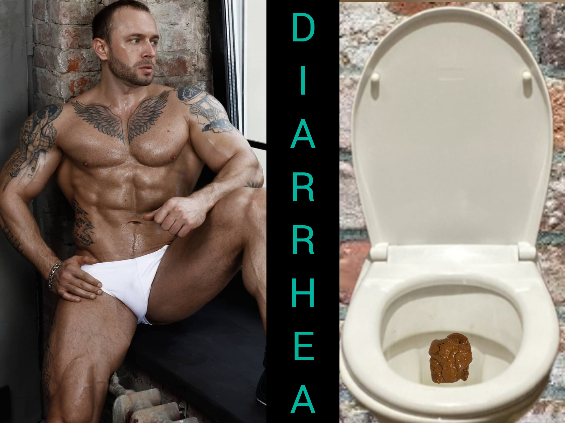 The man has serious diarrhea