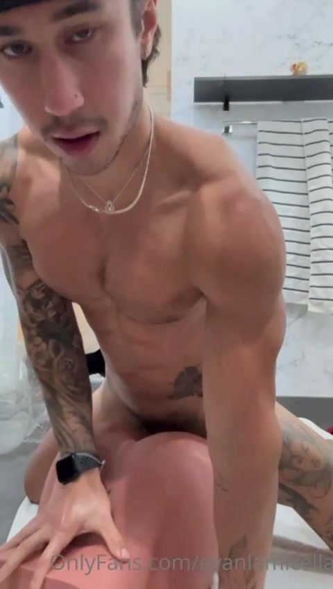 Inked muscle Latino fucks His plastic pussy