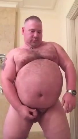 Big belly daddy stripping jerking and cumming