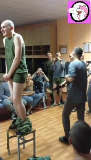 Hazing spanking with belt  in Russian army