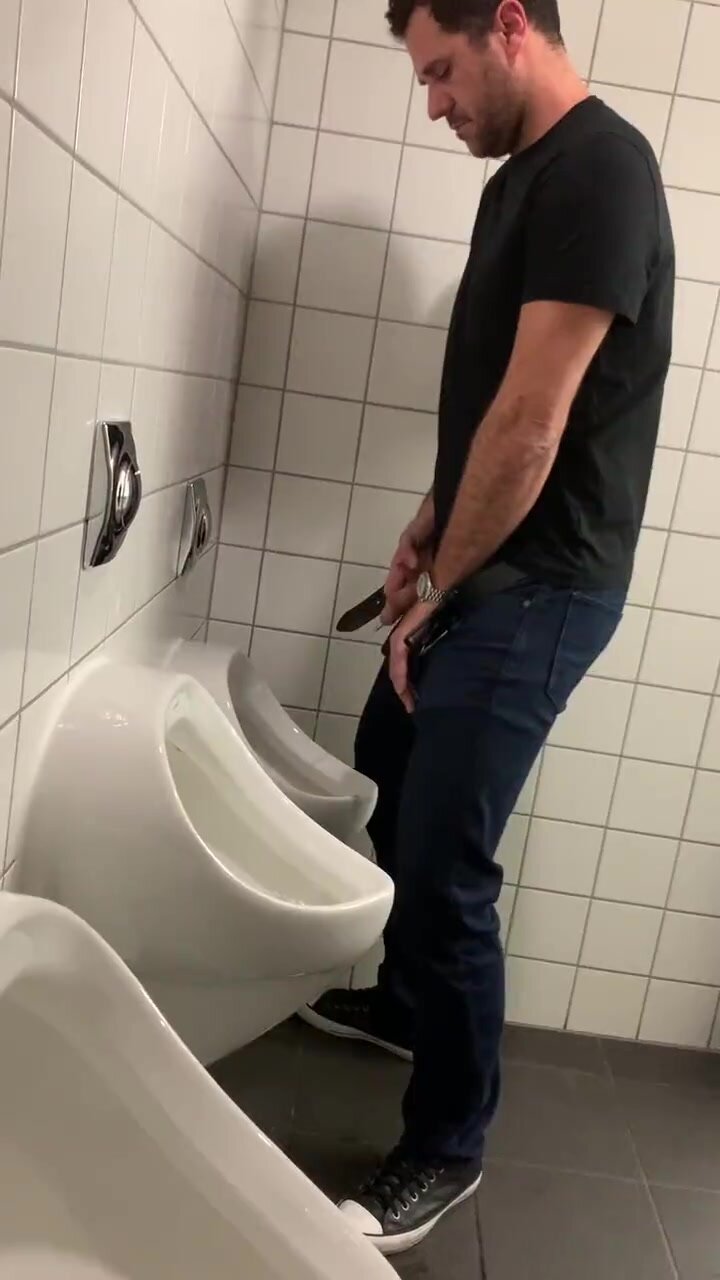 Hairy Straight Stud at the Urinal