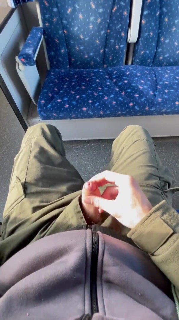 Guy masturbate in train