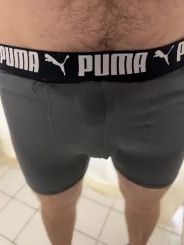 Wetting my grey Puma boxers