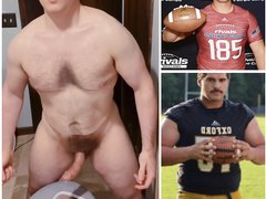 Beefy American football player jerks off