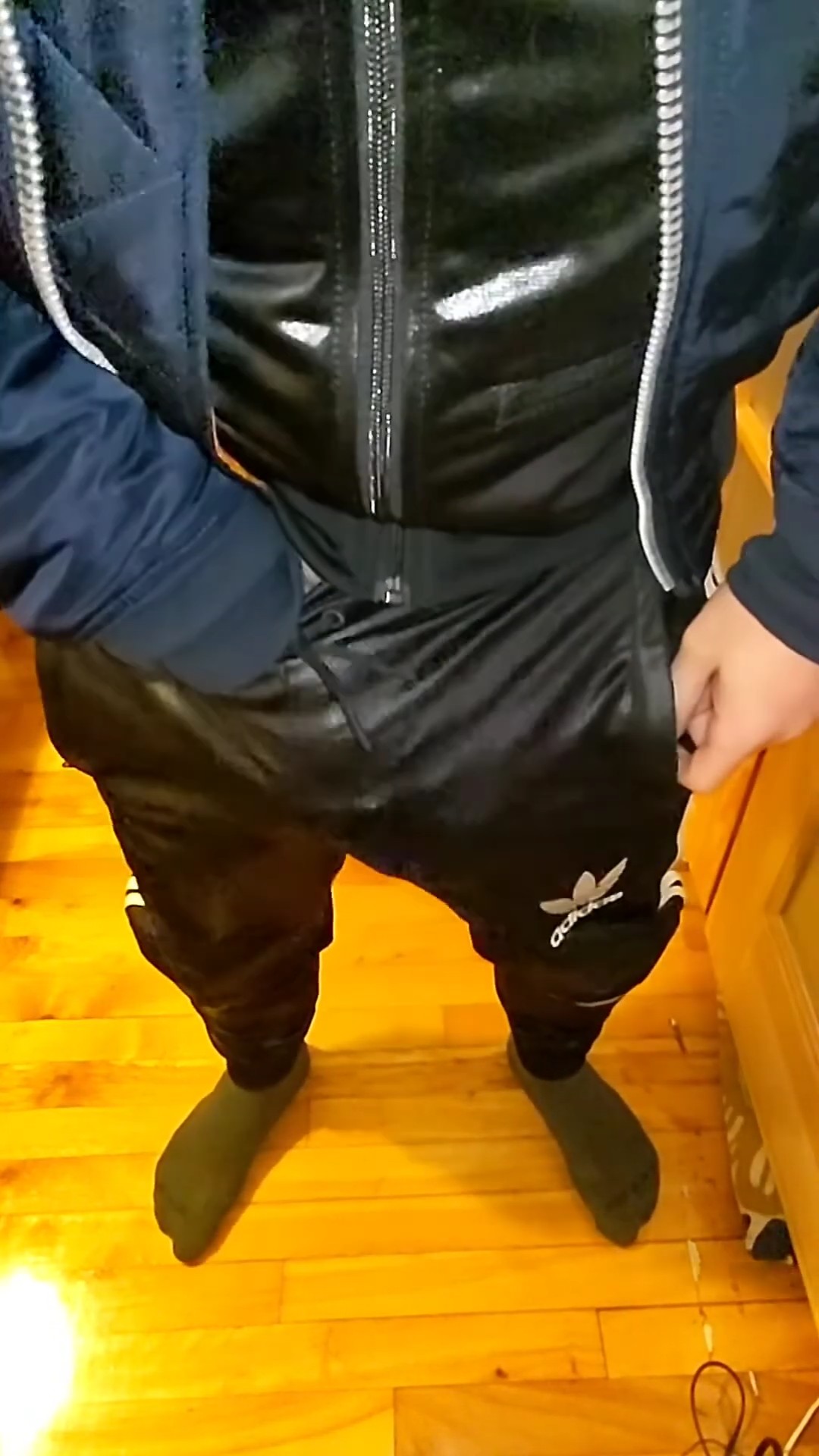 Scally rubbing his dick in Adidas Chile and Bomber