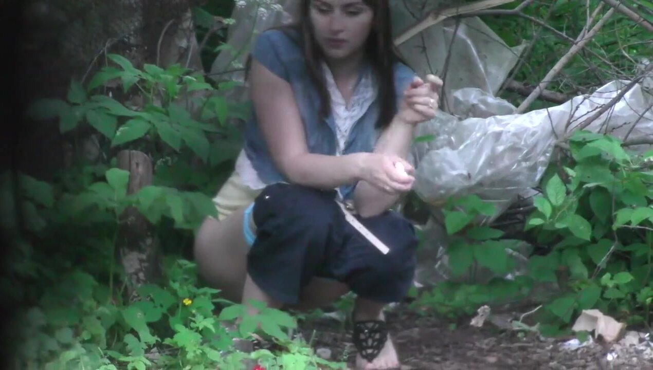 Nice Russian girl spy woods poop 51