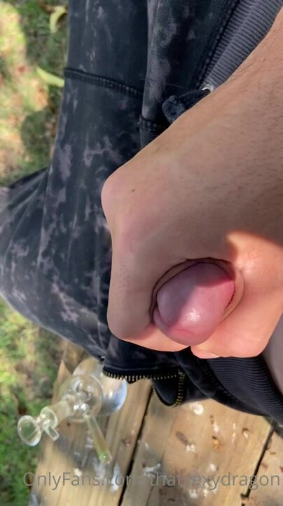 Cute boy wanking outdoors