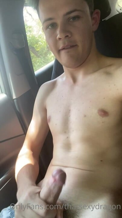 cute boy wanking in car