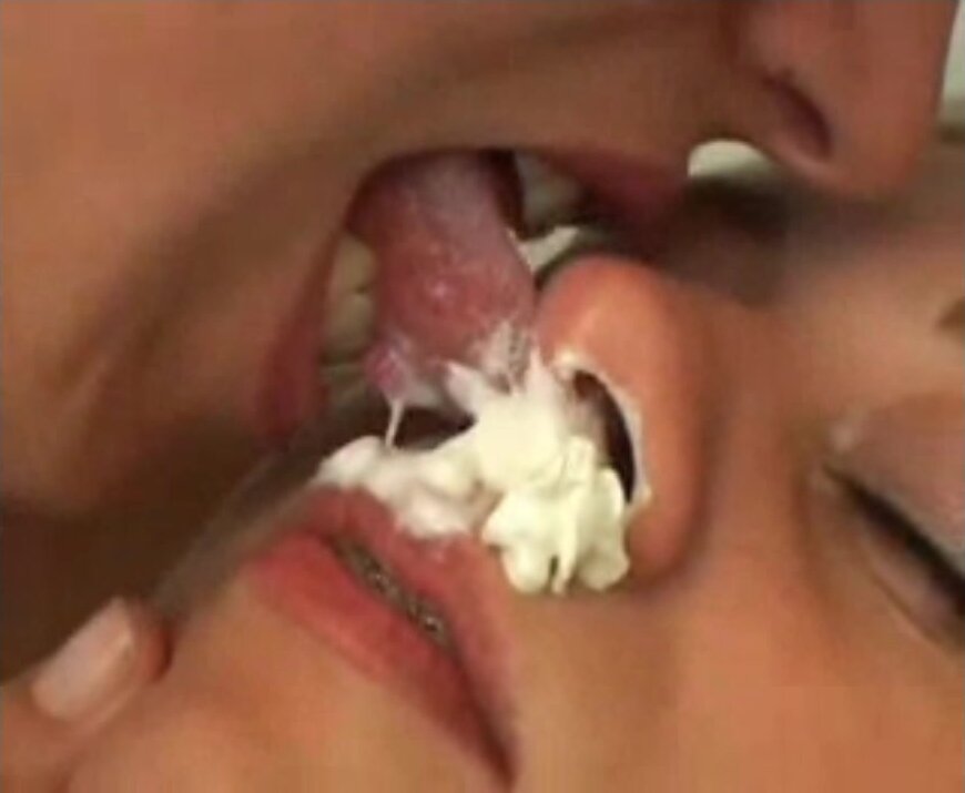Vintage Cream filled nose and lesbian kissing