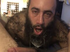 Face fucking a very hairy pig - lots of saliva